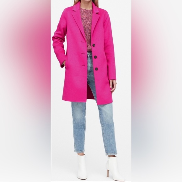 NWT Banana Republic Pink Wool Blend Double Faced Mid Length Top Coat - Picture 9 of 9